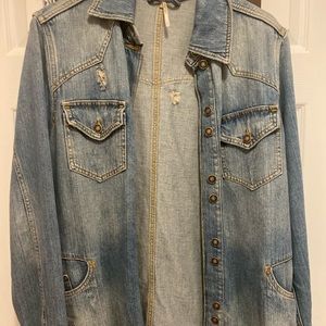 Free People Destroyed Denim Jacket